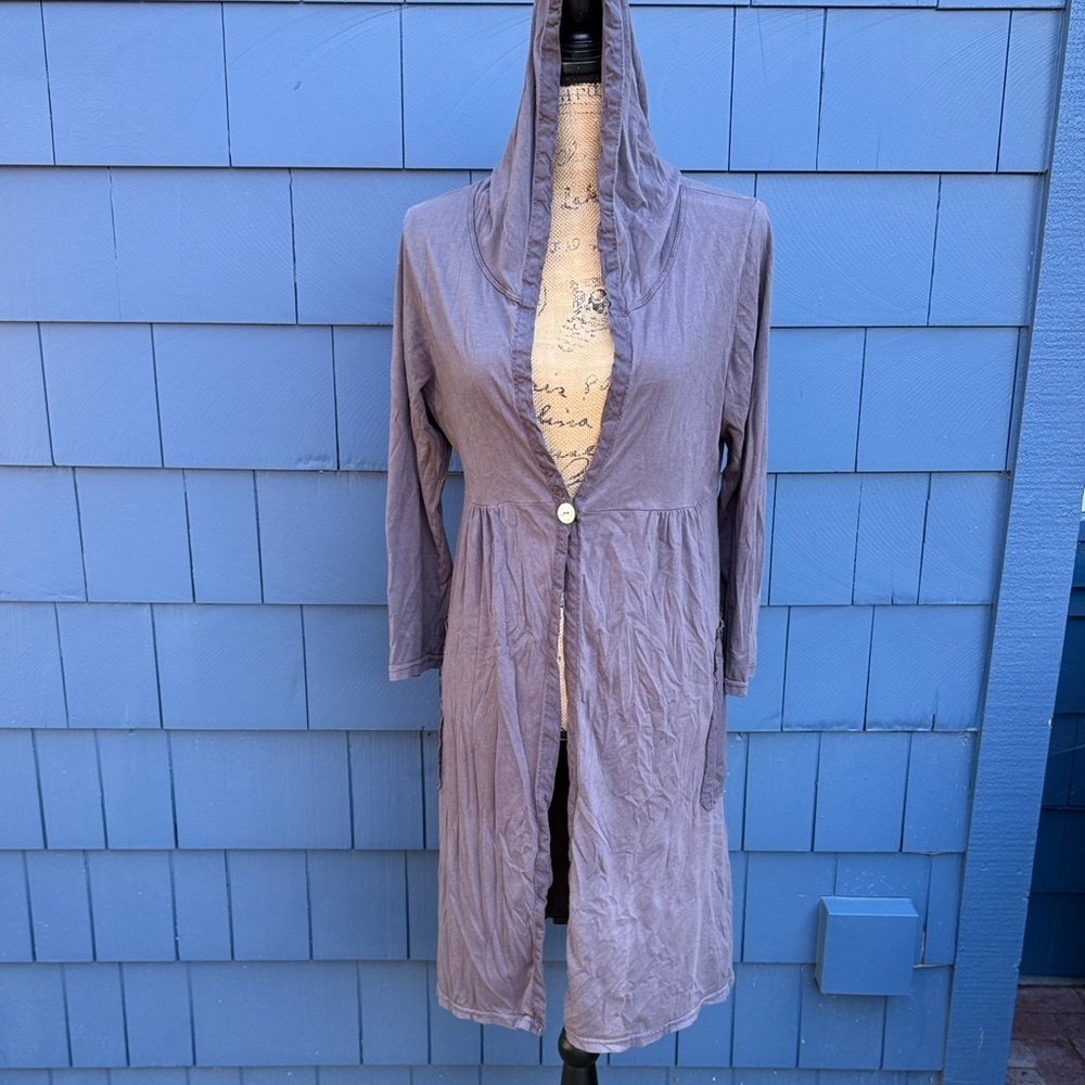 Coin 1804 thin light Women's Gray Hooded Cardigan one button
